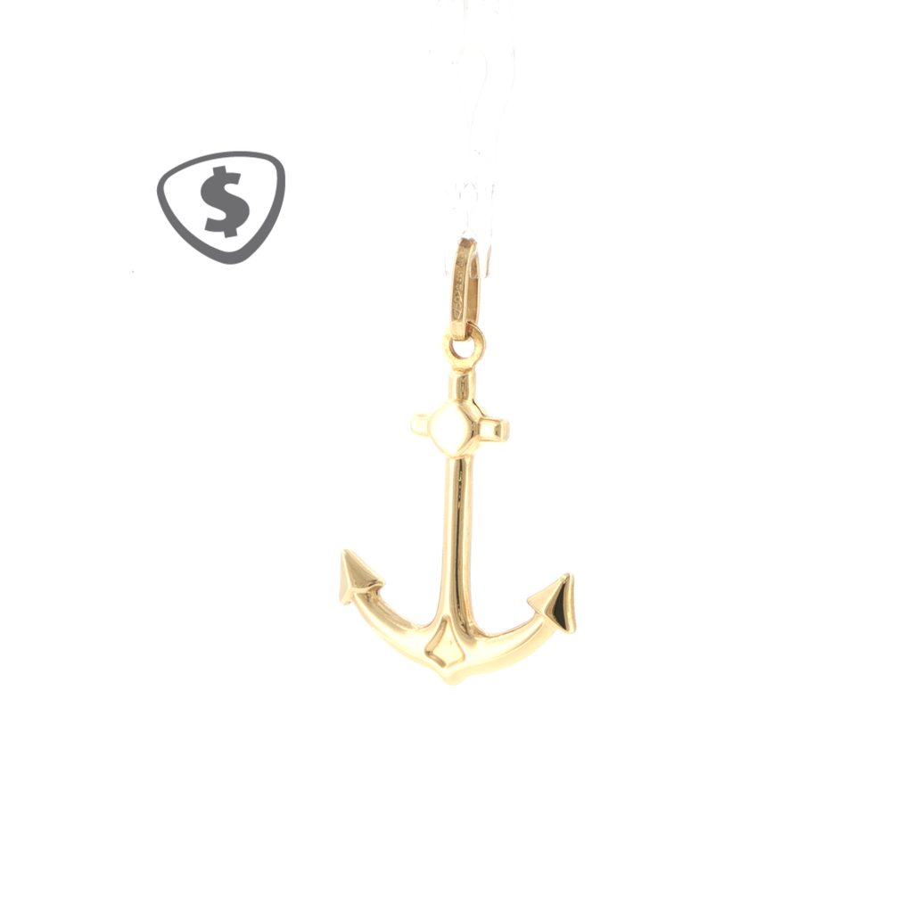 Polished 18ct Yellow Gold Anchor Motif Pendant
