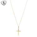 9ct Yellow Gold Textured Cross Pendant Necklace