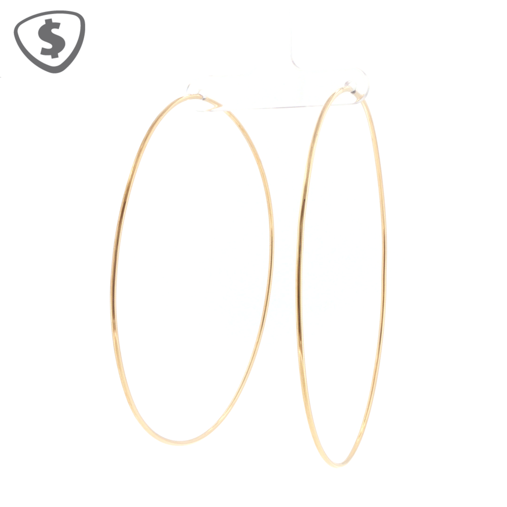 Large 18ct Yellow Gold Thin Hoop Earrings