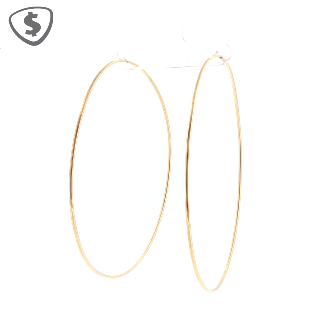 Large 18ct Yellow Gold Thin Hoop Earrings