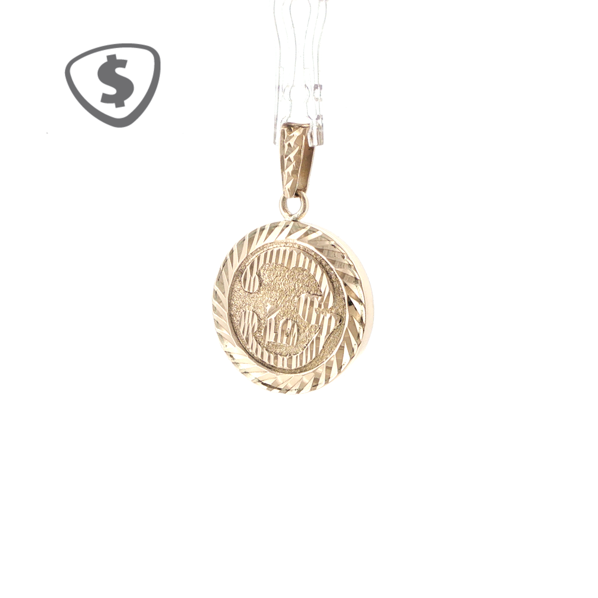9ct Yellow Gold Textured Medallion Pendant