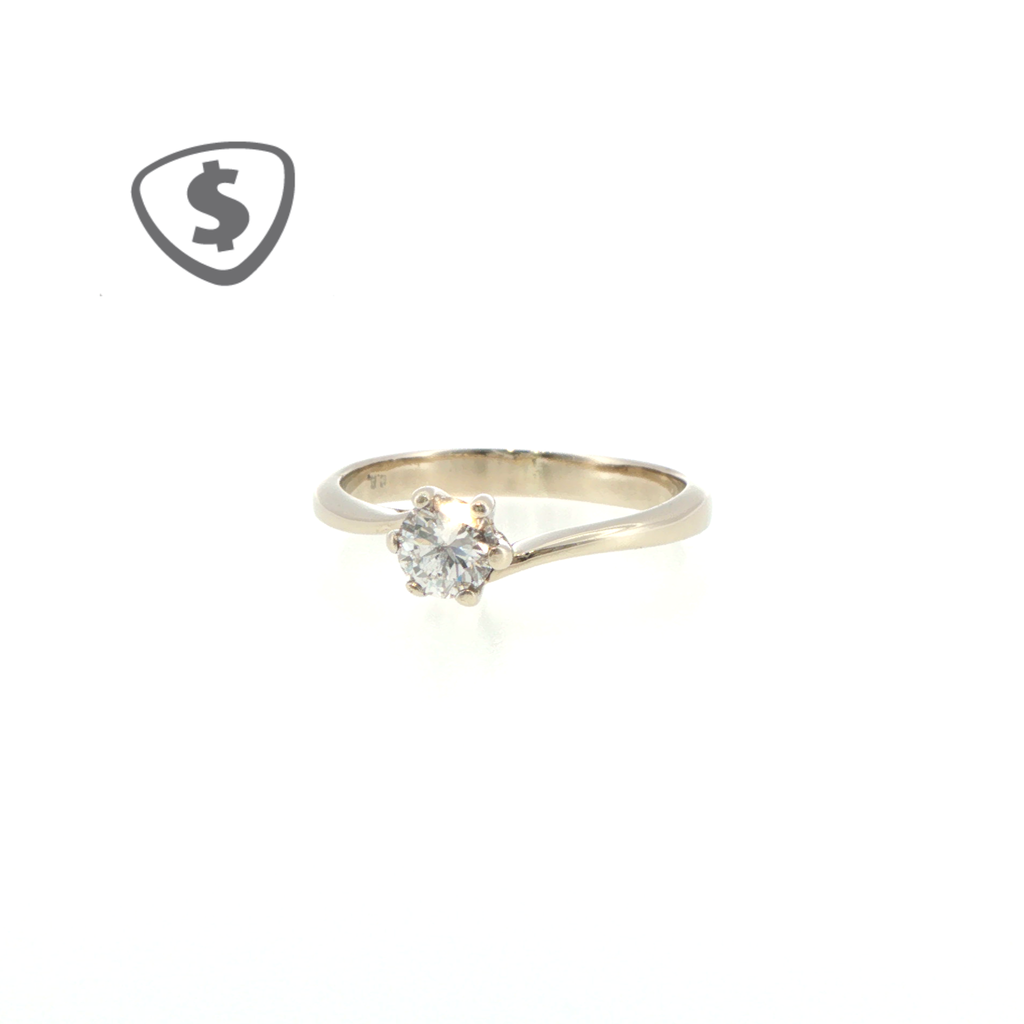 18ct White Gold Diamond Solitaire Ring with Bypass Shank
