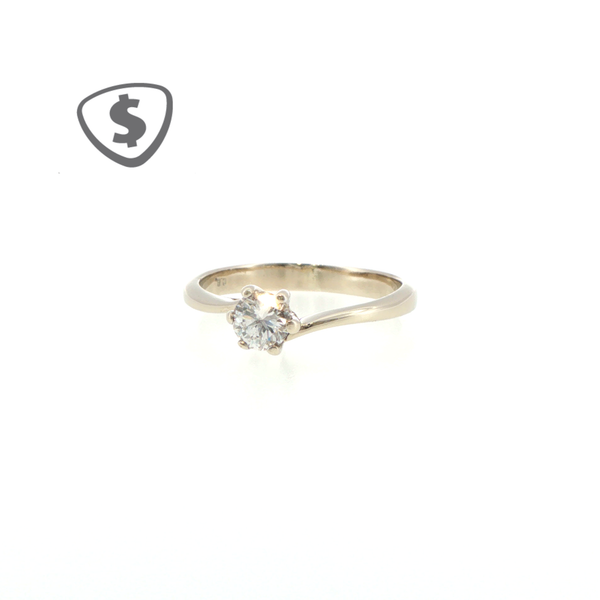 18ct White Gold Diamond Solitaire Ring with Bypass Shank