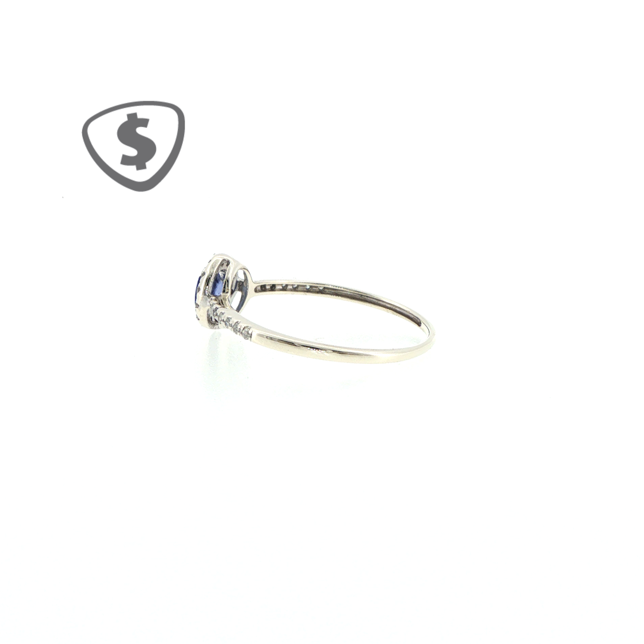 9ct White Gold Blue Cubic Zirconia Halo Ring
