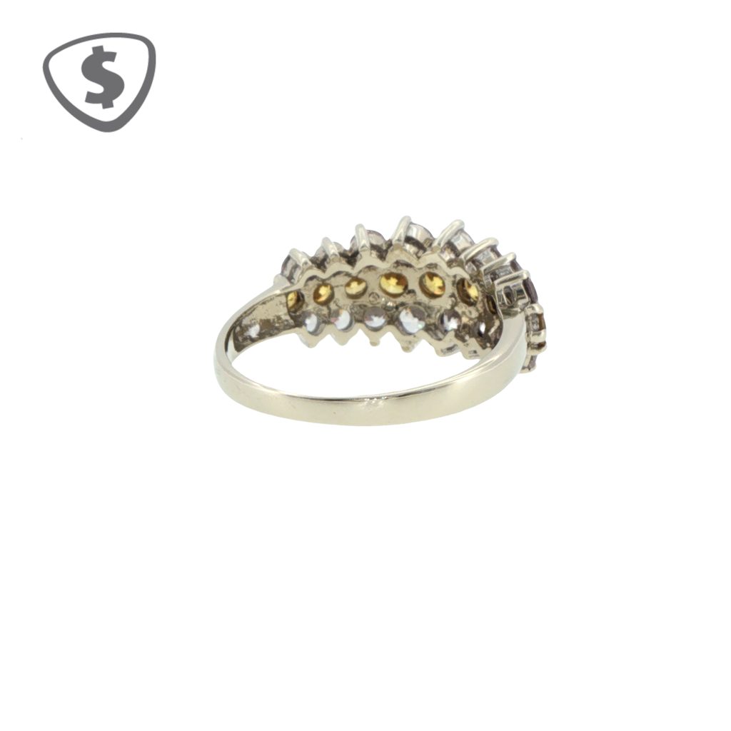 Fancy Vivid Yellow Multi-Stone Ring in 9ct White Gold