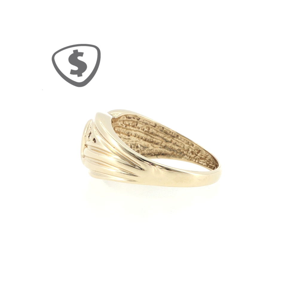 9ct Yellow Gold Solitaire Ring with Ribbed Swirl Setting
