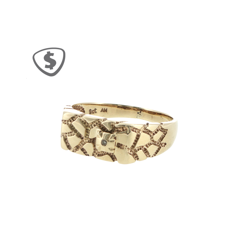 Textured 9ct Yellow Gold Signet Ring