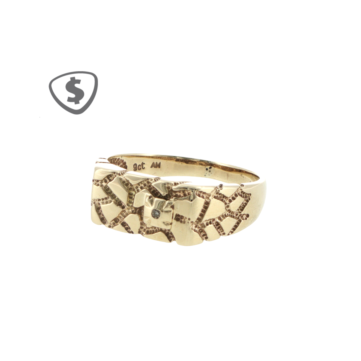 Textured 9ct Yellow Gold Signet Ring