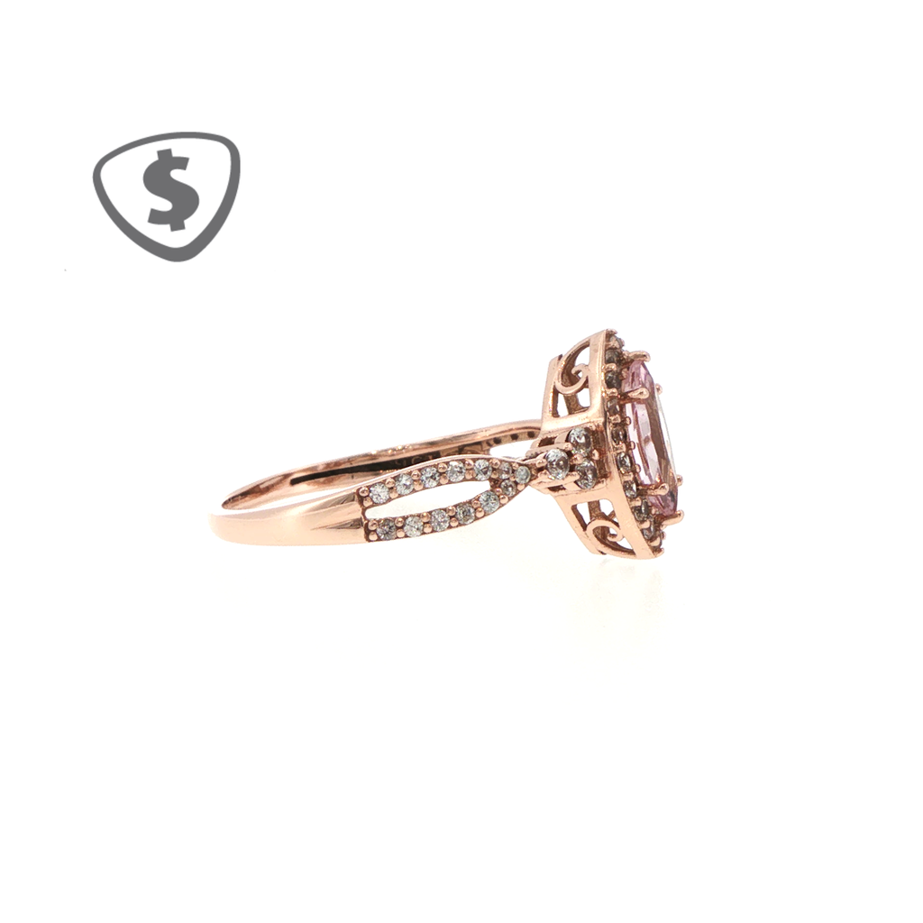 9ct Rose Gold Marquise Morganite Halo Ring
