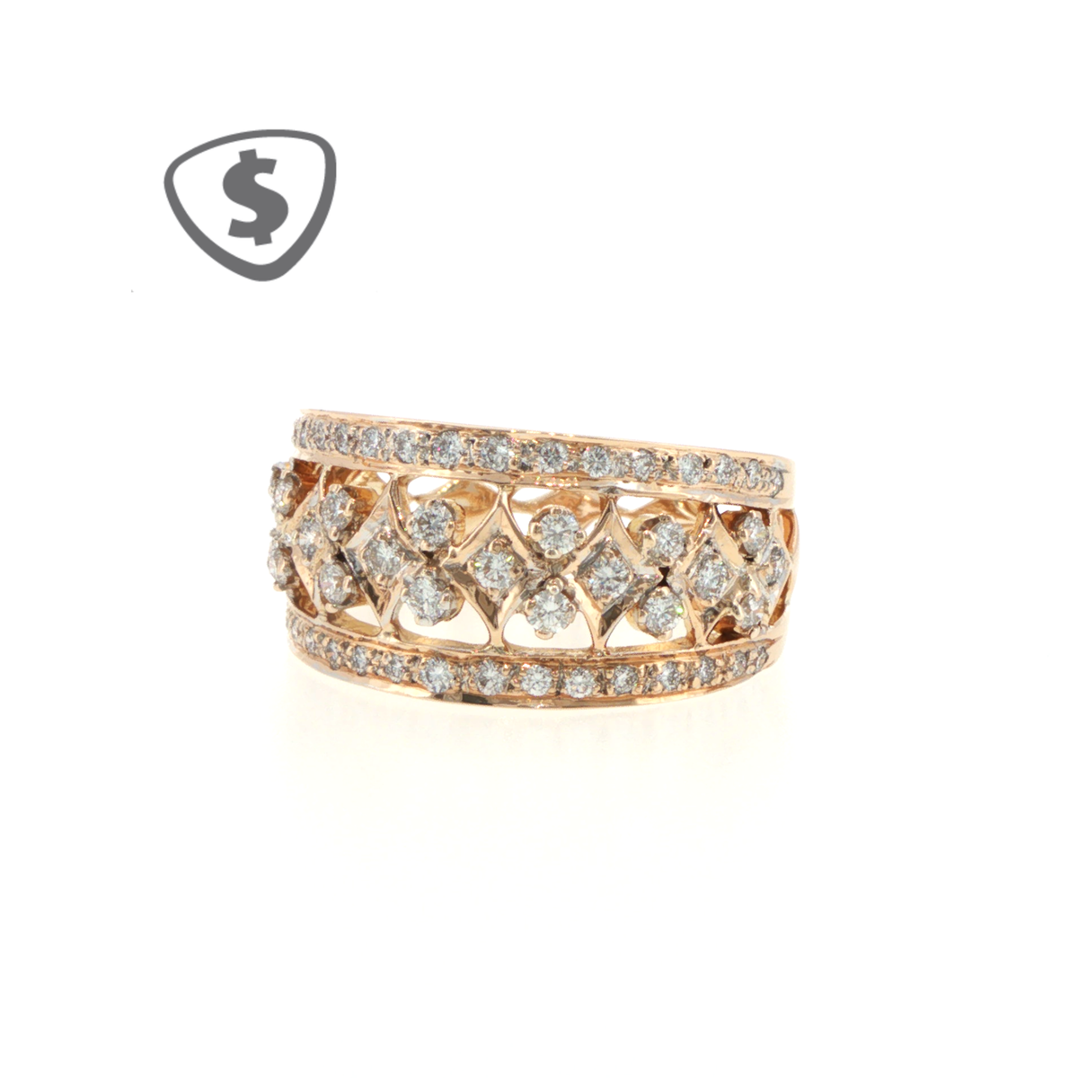 Diamond Lattice Openwork Band Ring in 18ct Rose Gold
