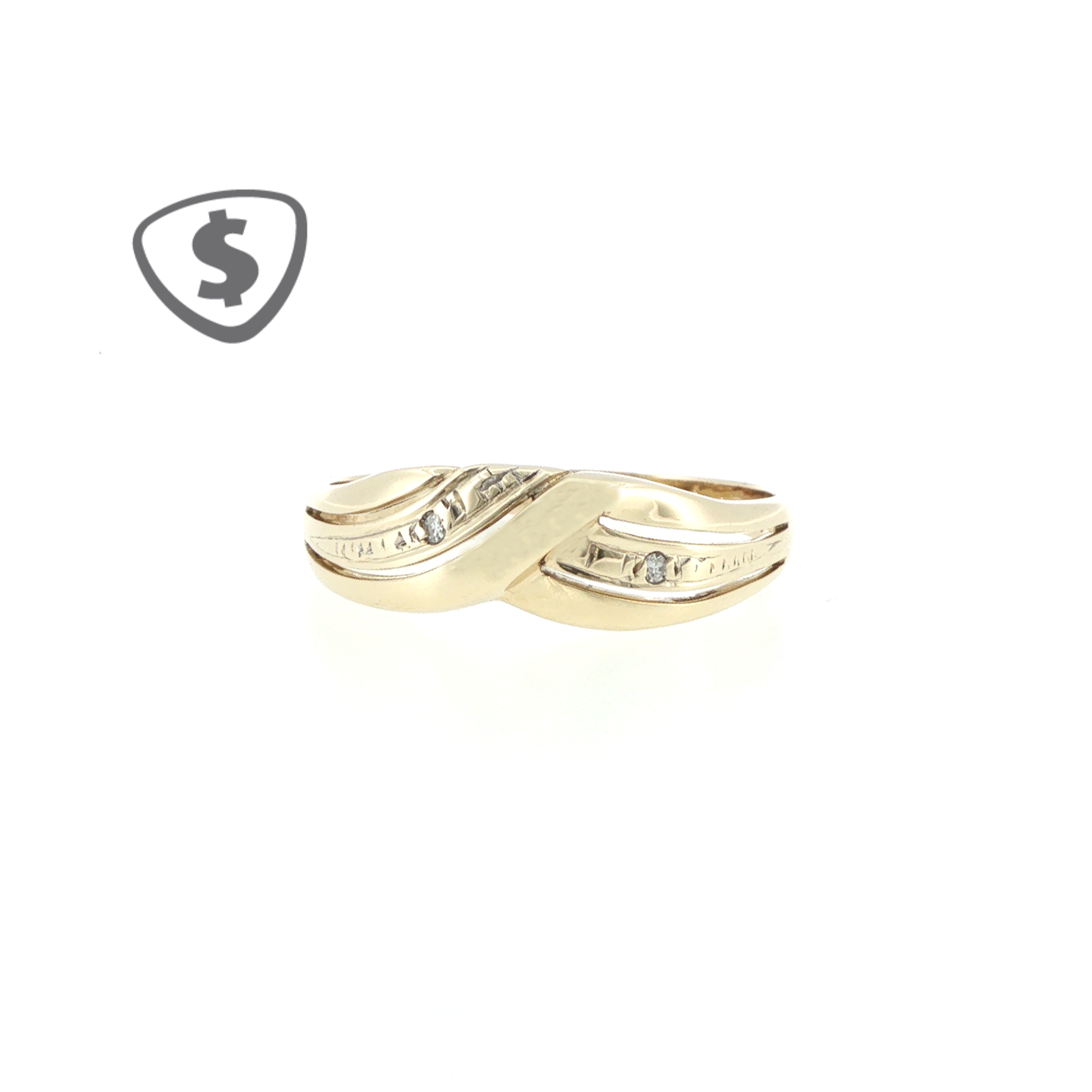 9ct Yellow Gold Diamond Accent Crossover Band Ring