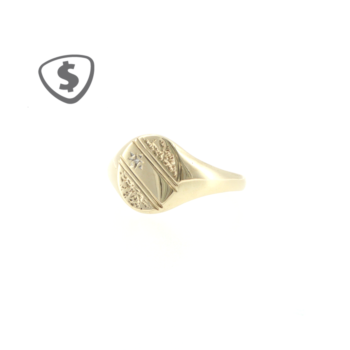 9ct Yellow Gold Diamond Star-Set Signet Ring