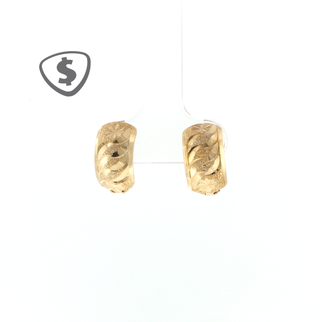 Textured Diamond-Cut 18ct Yellow Gold Hoop Earrings