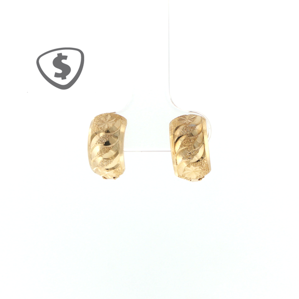 Textured Diamond-Cut 18ct Yellow Gold Hoop Earrings