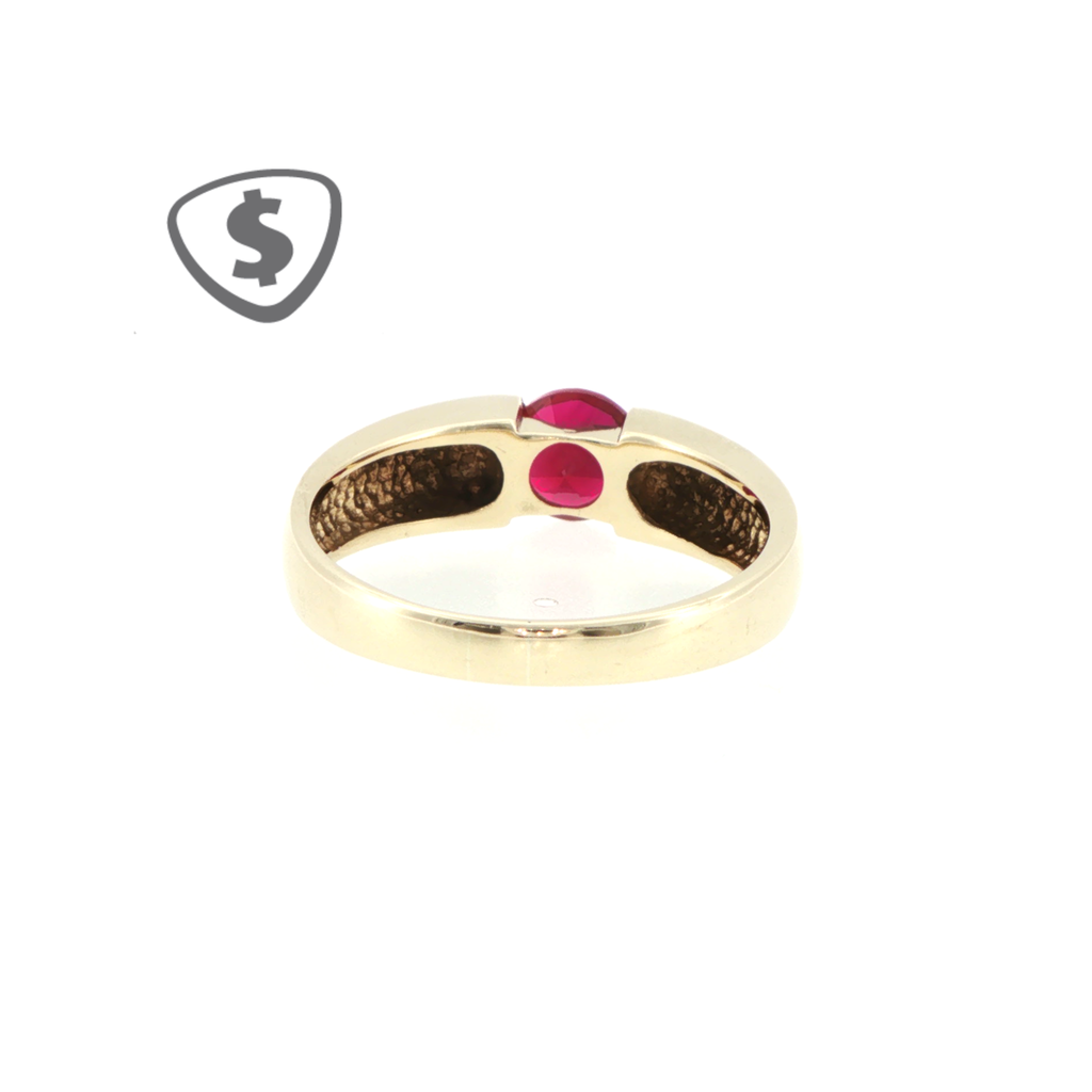 9ct Yellow Gold Ruby Solitaire Half-Bezel Ring