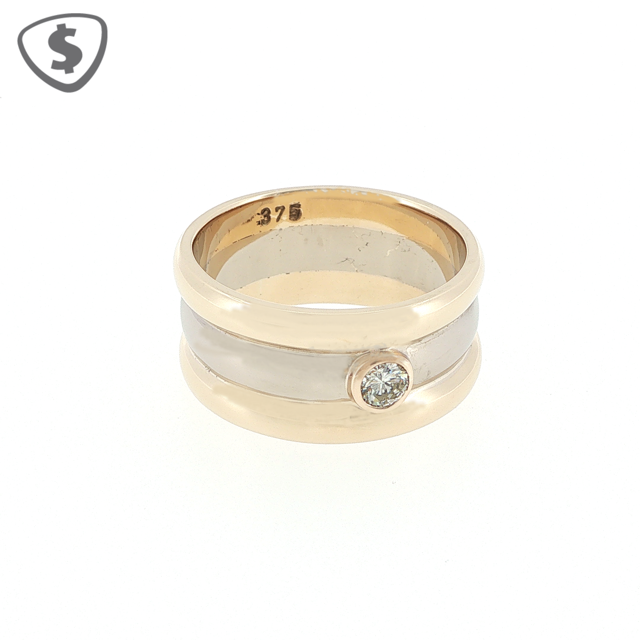 9ct Two-Tone Yellow Gold Diamond Bezel Band Ring
