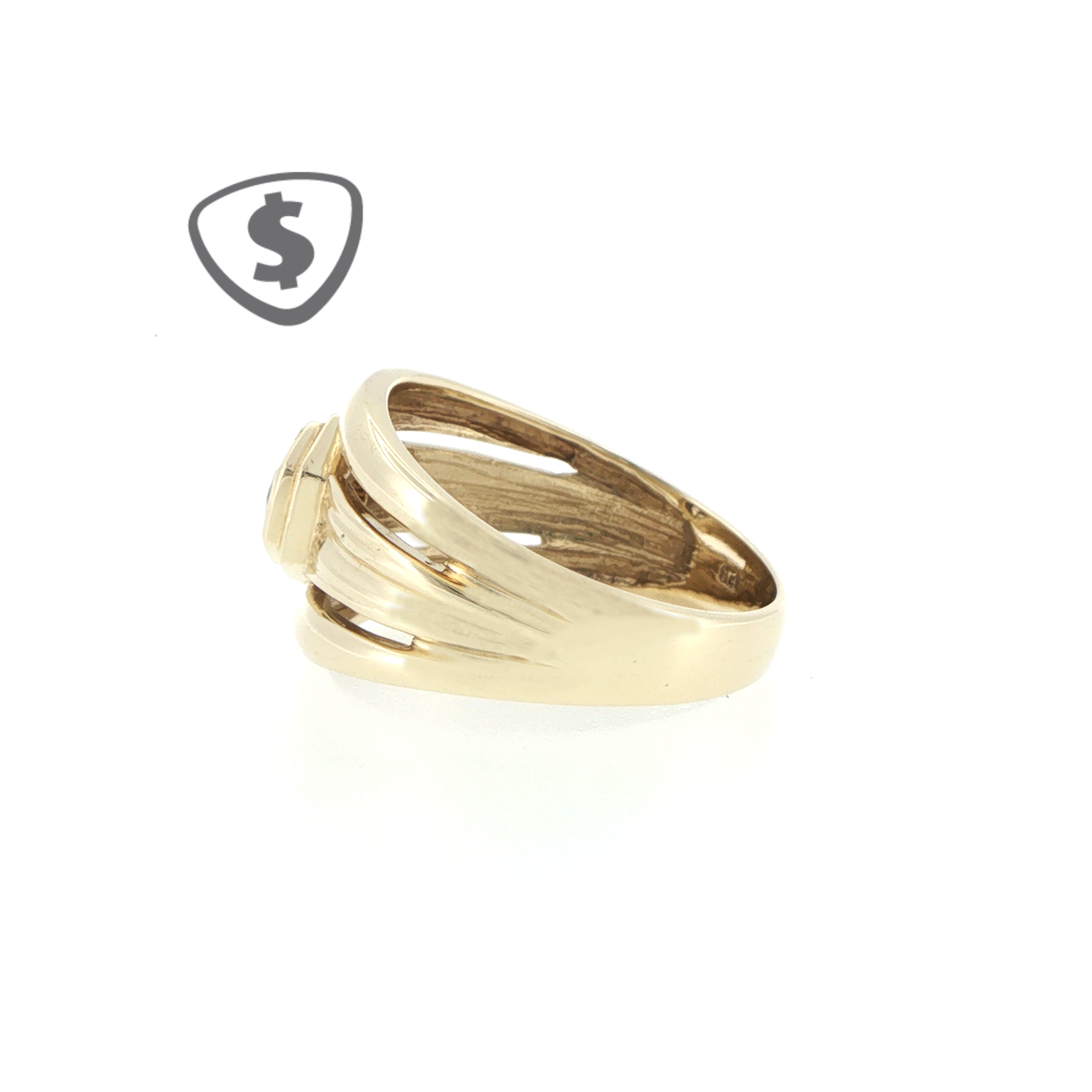 9ct Yellow Gold Split Band Hexagonal Solitaire Ring