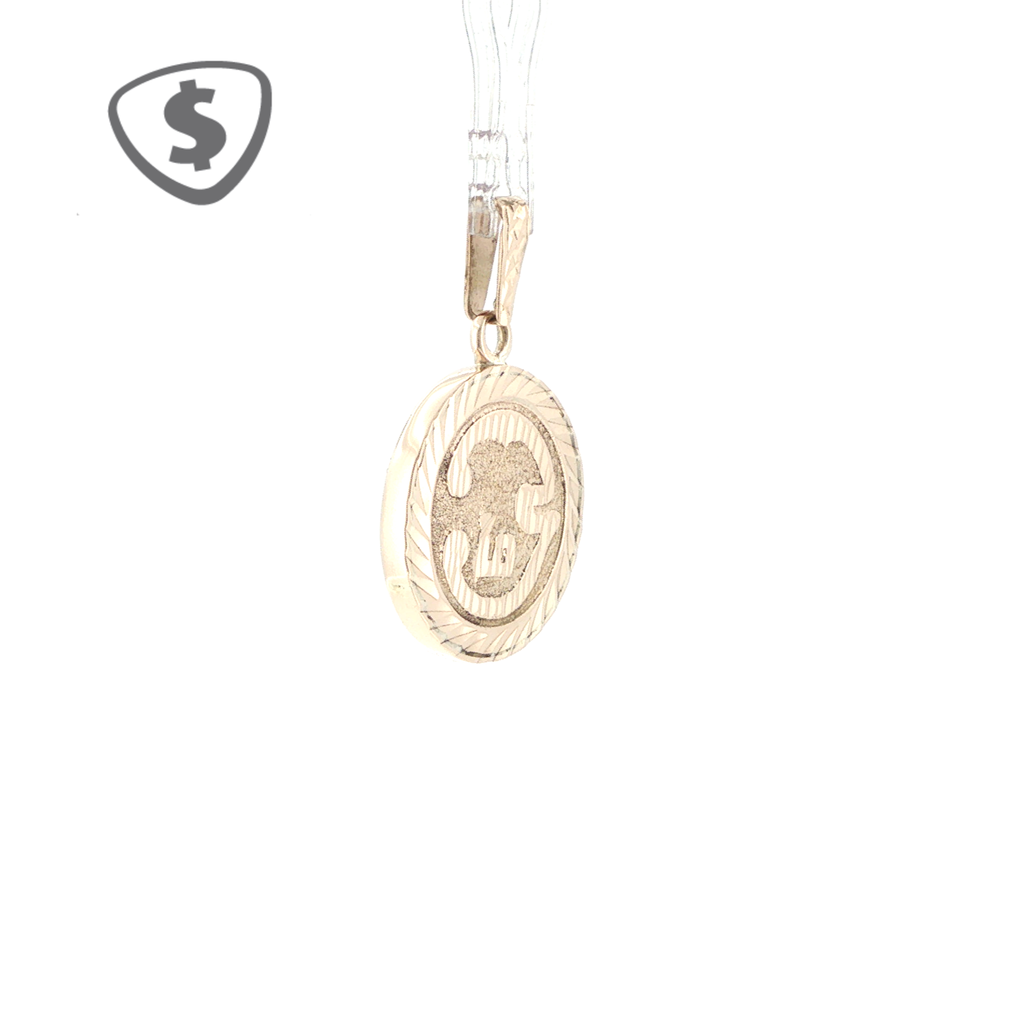 9ct Yellow Gold Textured Medallion Pendant