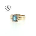 9ct Yellow Gold Blue Topaz Halo Cocktail Ring