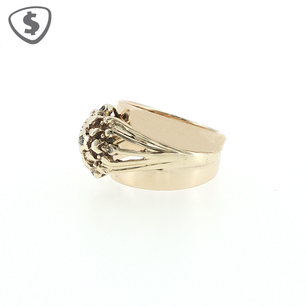 9ct Yellow Gold Textured Diamond Cluster Ring