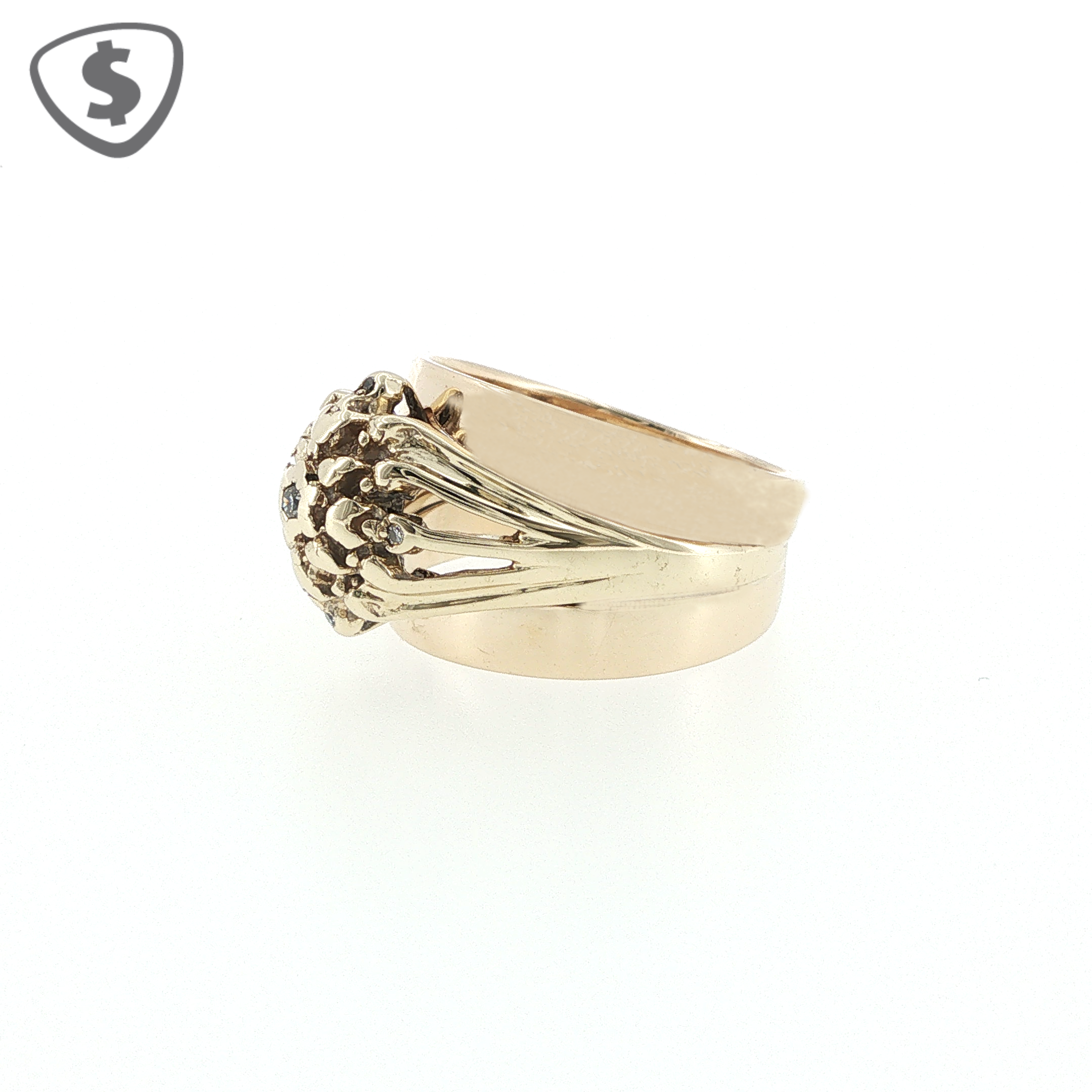 9ct Yellow Gold Textured Diamond Cluster Ring