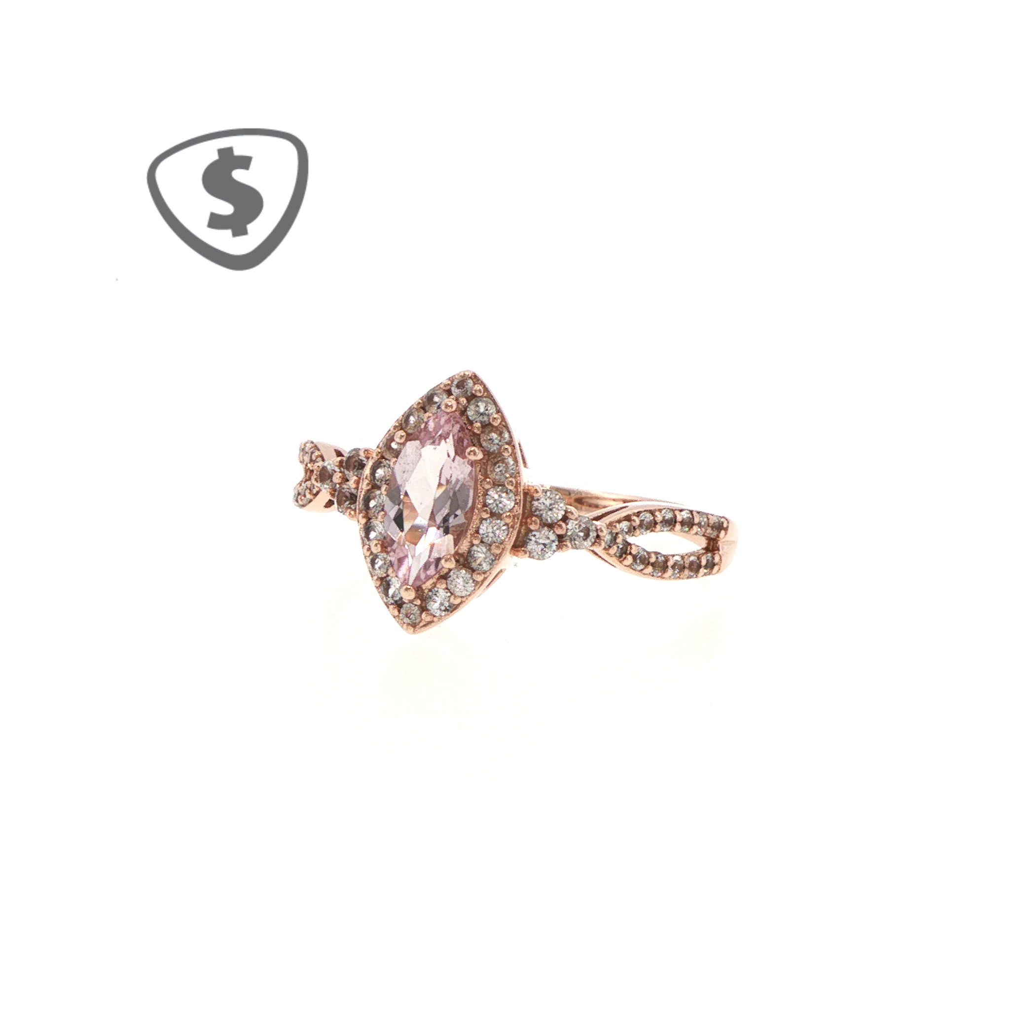 9ct Rose Gold Marquise Morganite Halo Ring