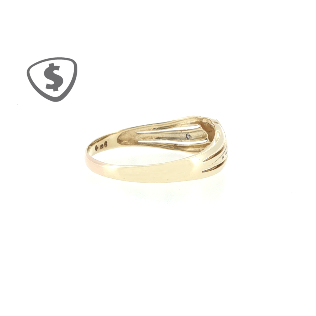 9ct Yellow Gold Diamond Accent Crossover Band Ring