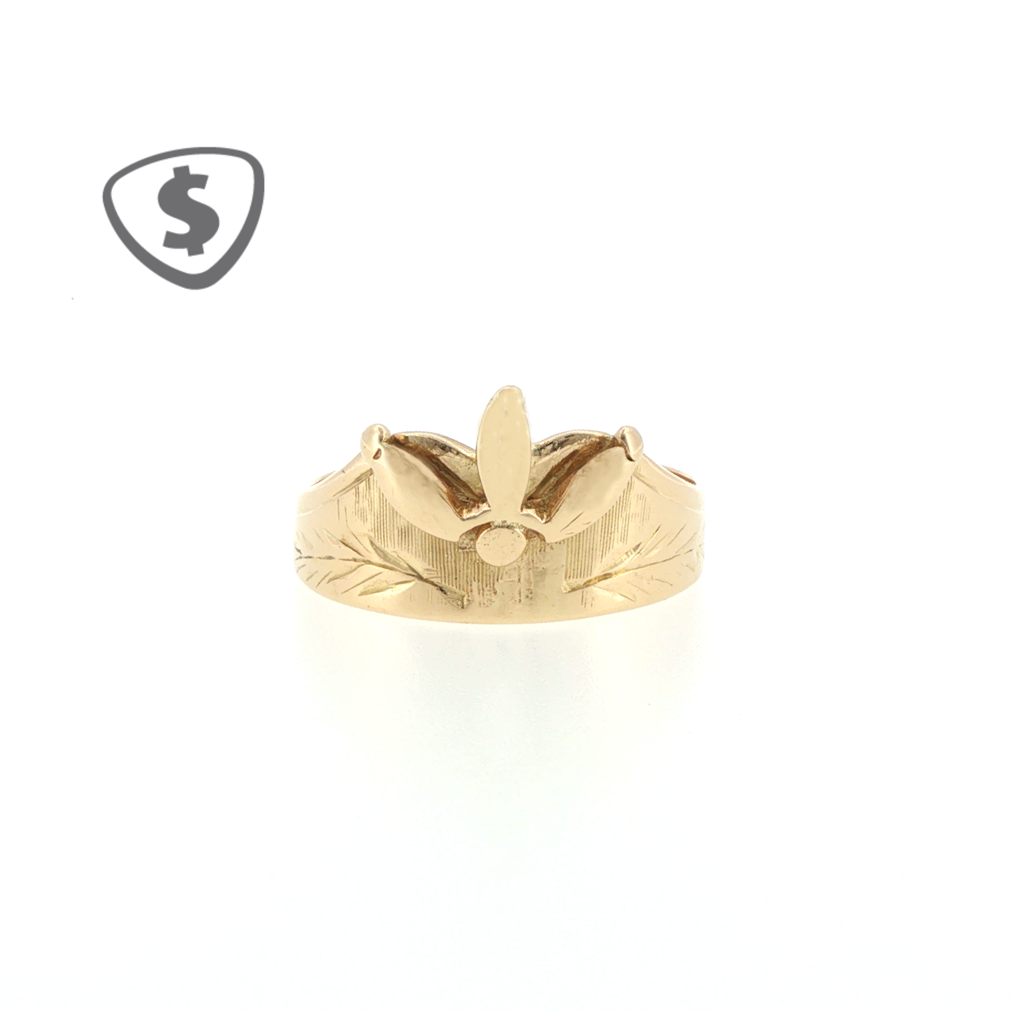 18ct Yellow Gold Floral Motif Engraved Signet Ring
