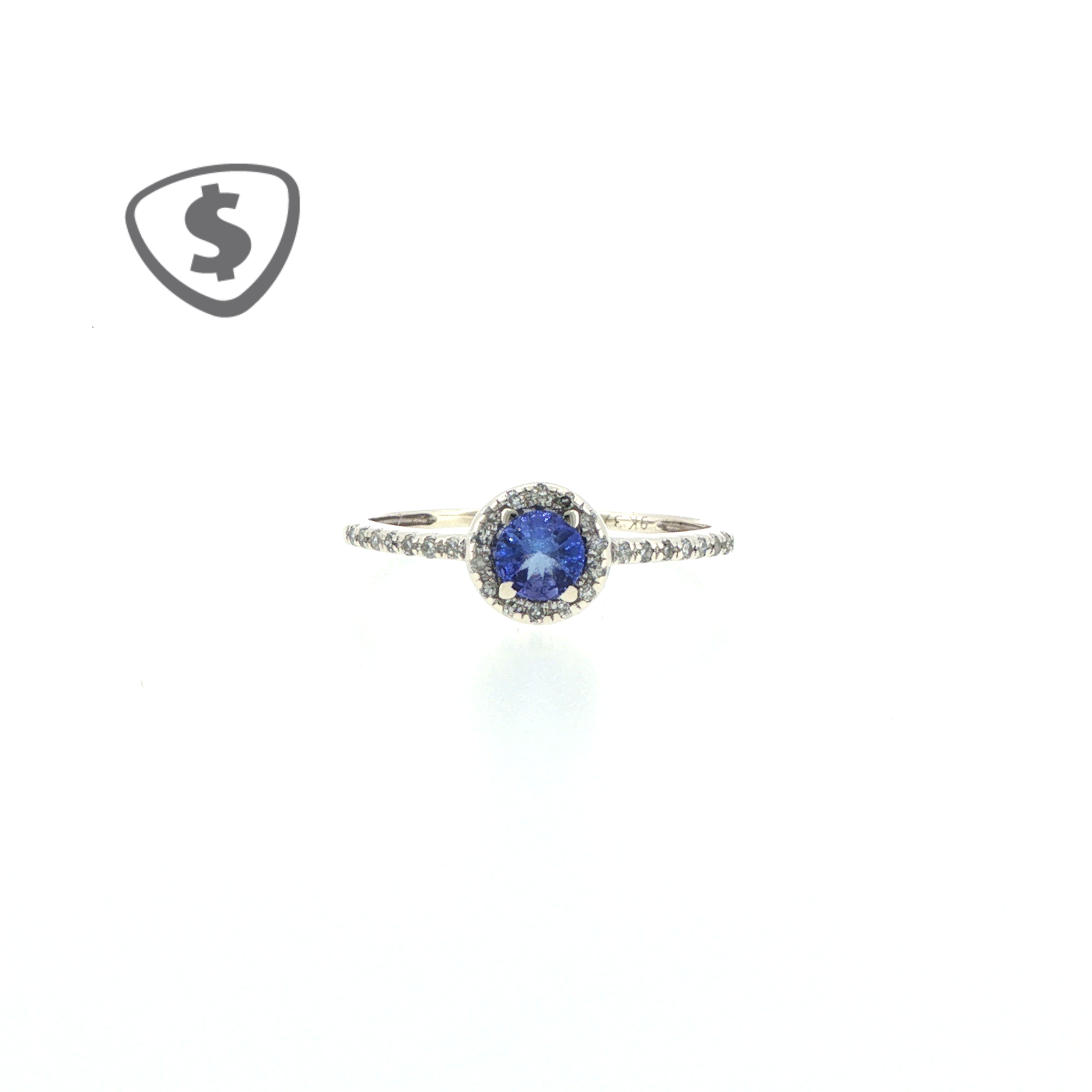 9ct White Gold Blue Cubic Zirconia Halo Ring