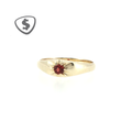 9ct Yellow Gold Garnet Starburst Signet Ring