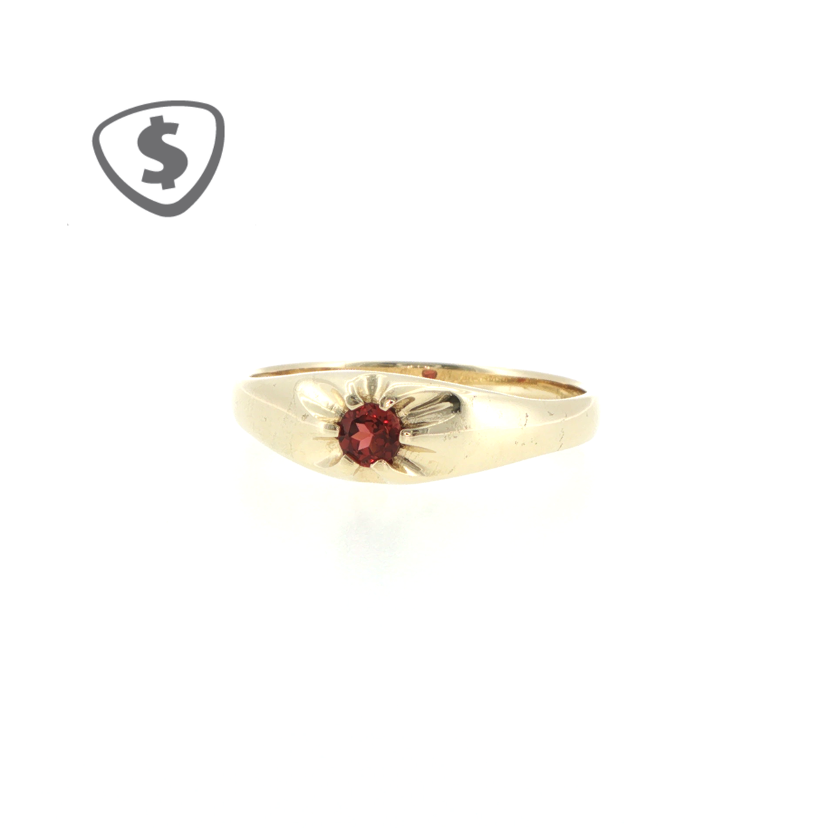9ct Yellow Gold Garnet Starburst Signet Ring