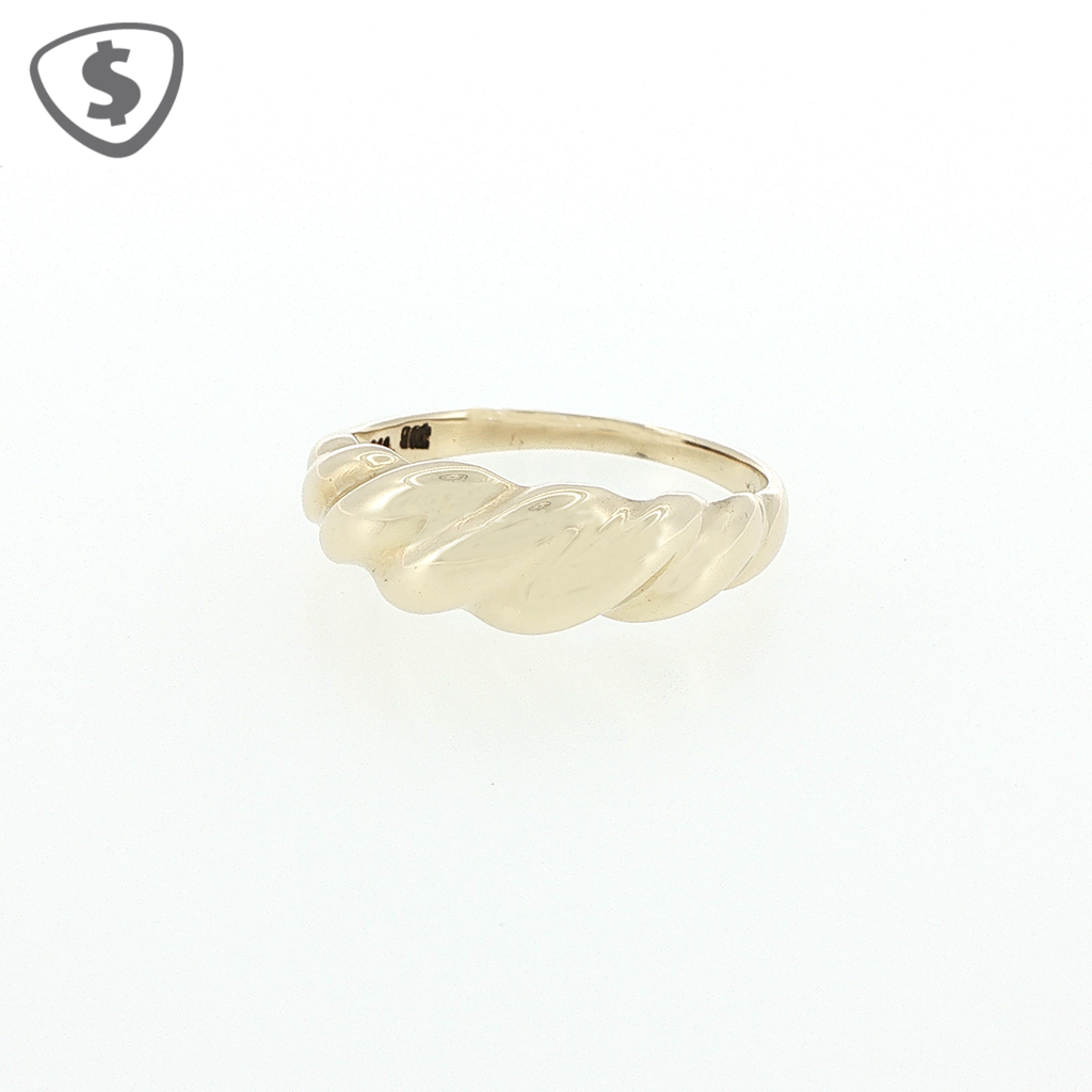 9ct Yellow Gold Dome Croissant Band Ring