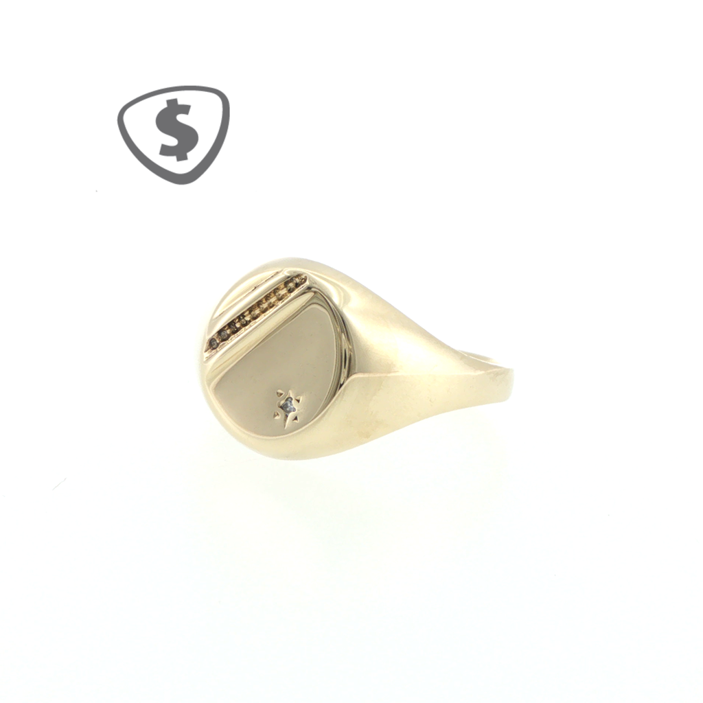 Star-Set Diamond 9ct Yellow Gold Signet Ring