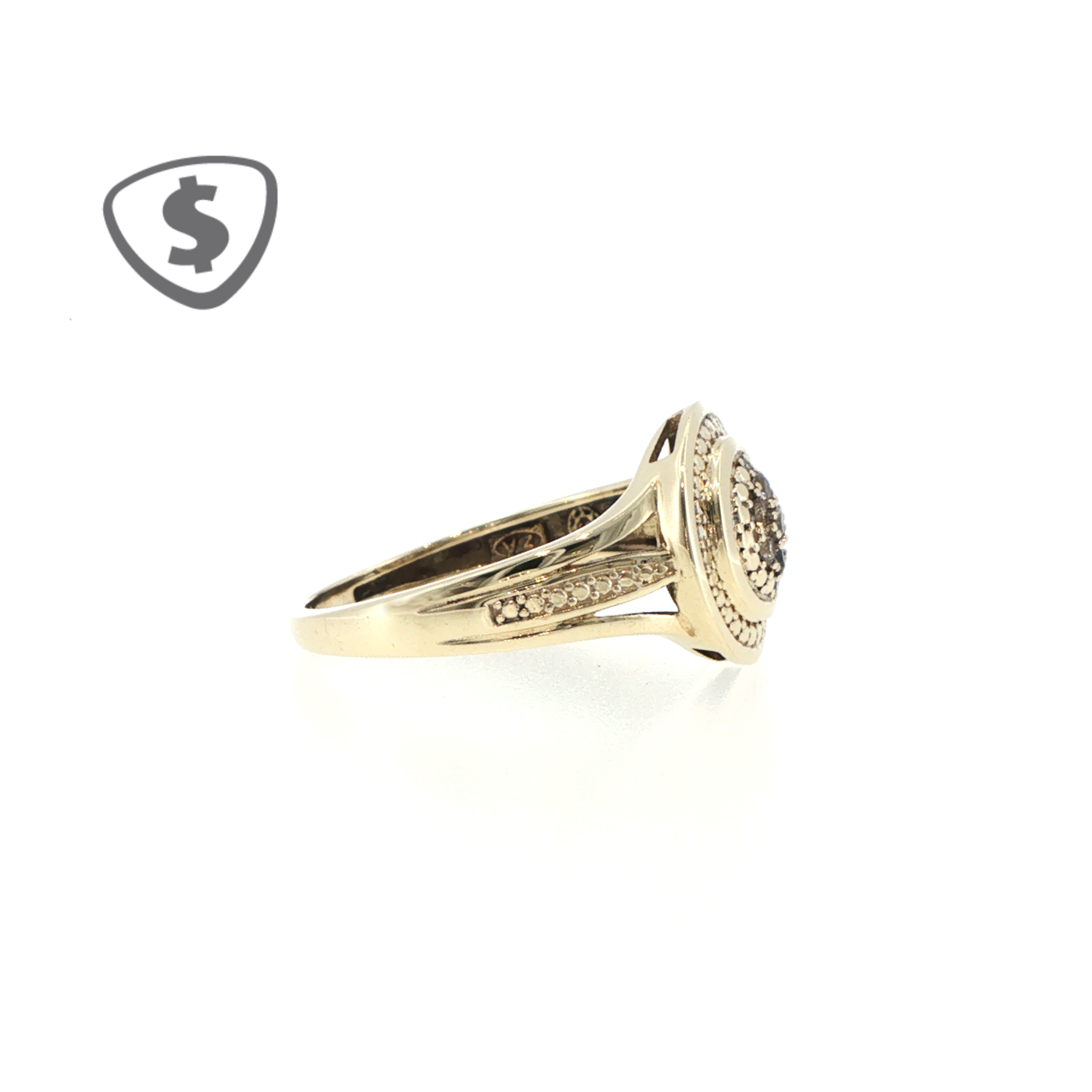 9ct Yellow Gold Halo Diamond Cluster Ring