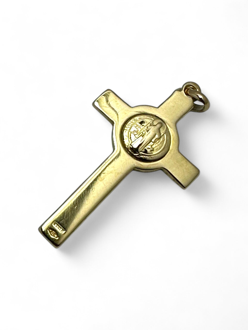 Polished 18ct Yellow Gold St. Benedict Crucifix Pendant