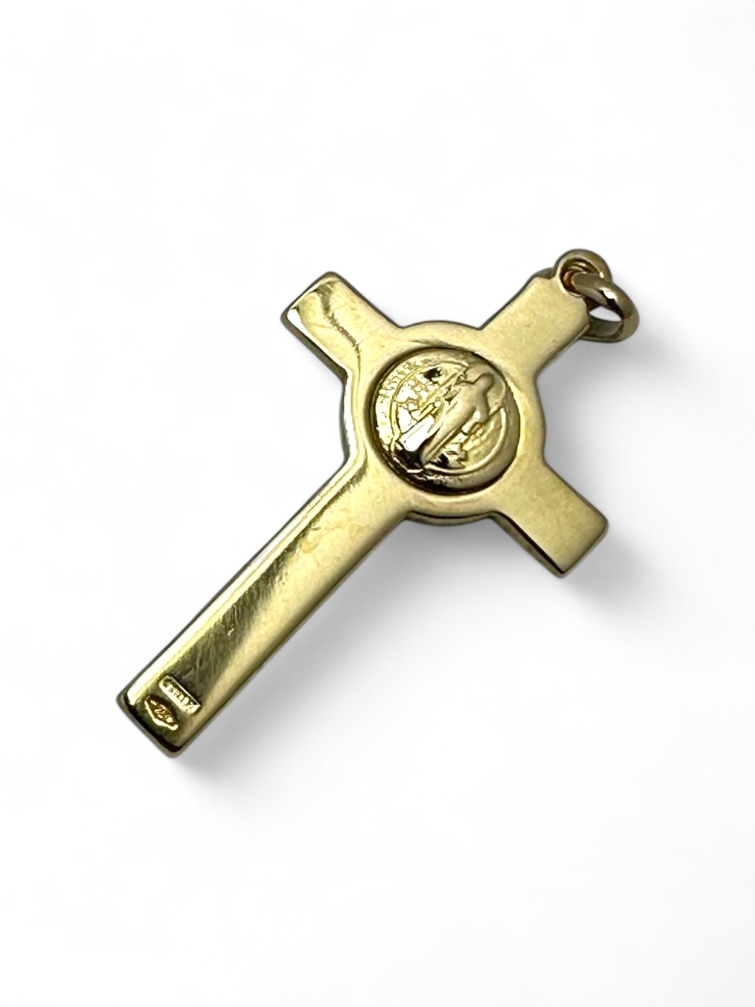 Polished 18ct Yellow Gold St. Benedict Crucifix Pendant