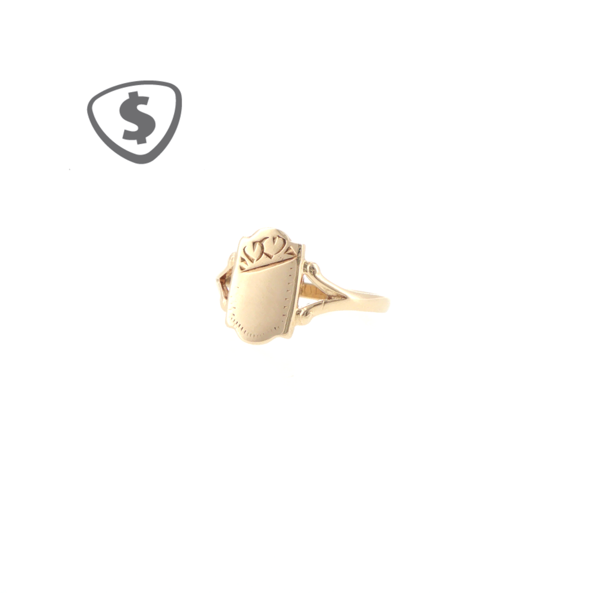 Engraved Shield Signet Ring in 9ct Yellow Gold for Girls