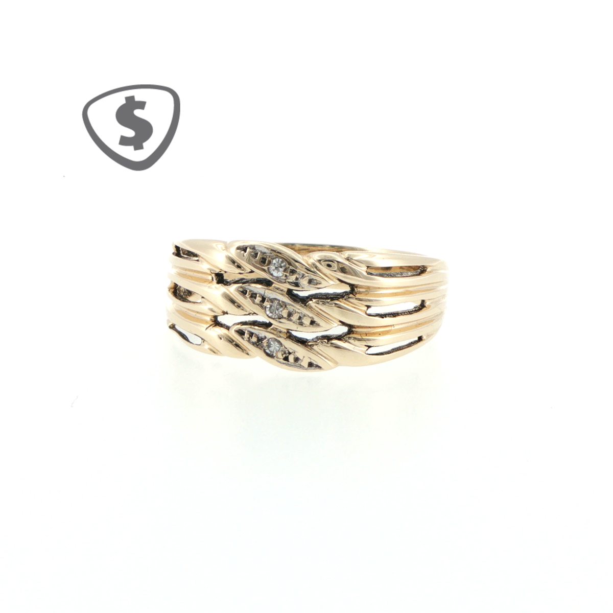 9ct Yellow Gold Interlocking Diamond Band Ring