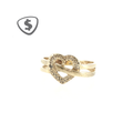 9ct Yellow Gold Textured Open Heart Ring