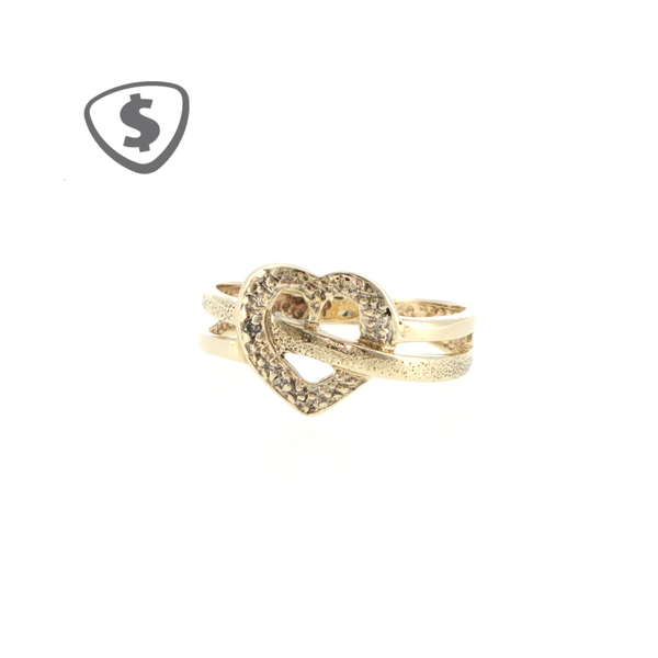 9ct Yellow Gold Textured Open Heart Ring