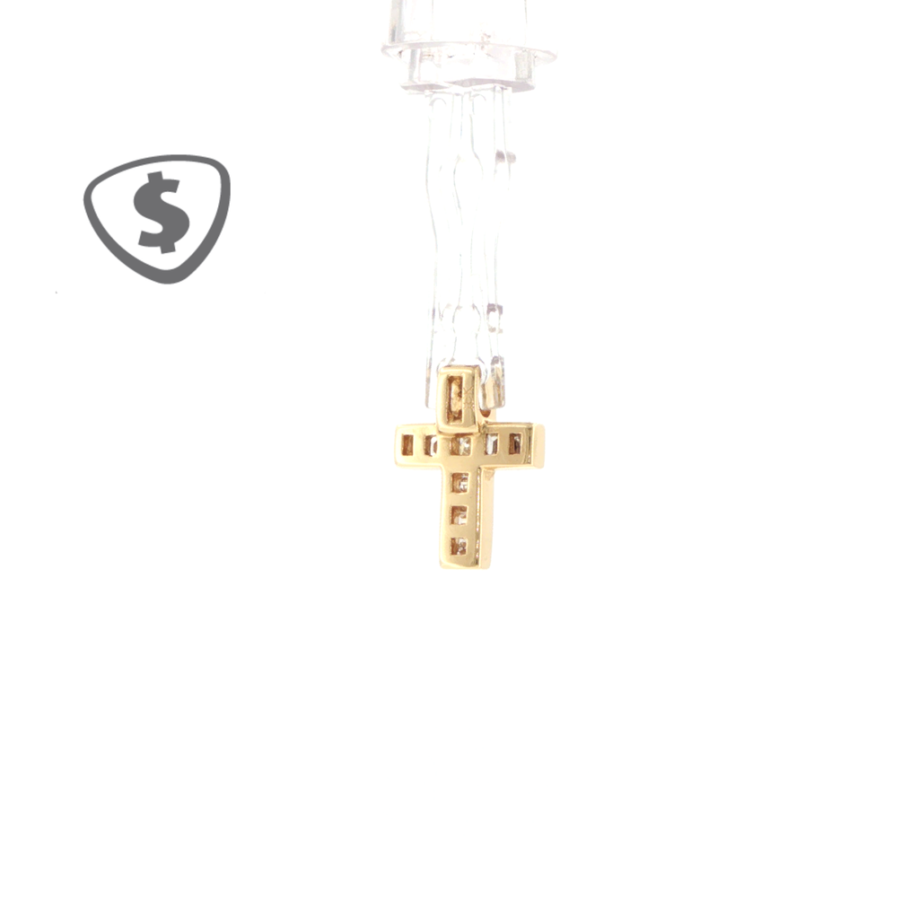 Baguette Diamond Cross Pendant in 18ct Yellow Gold