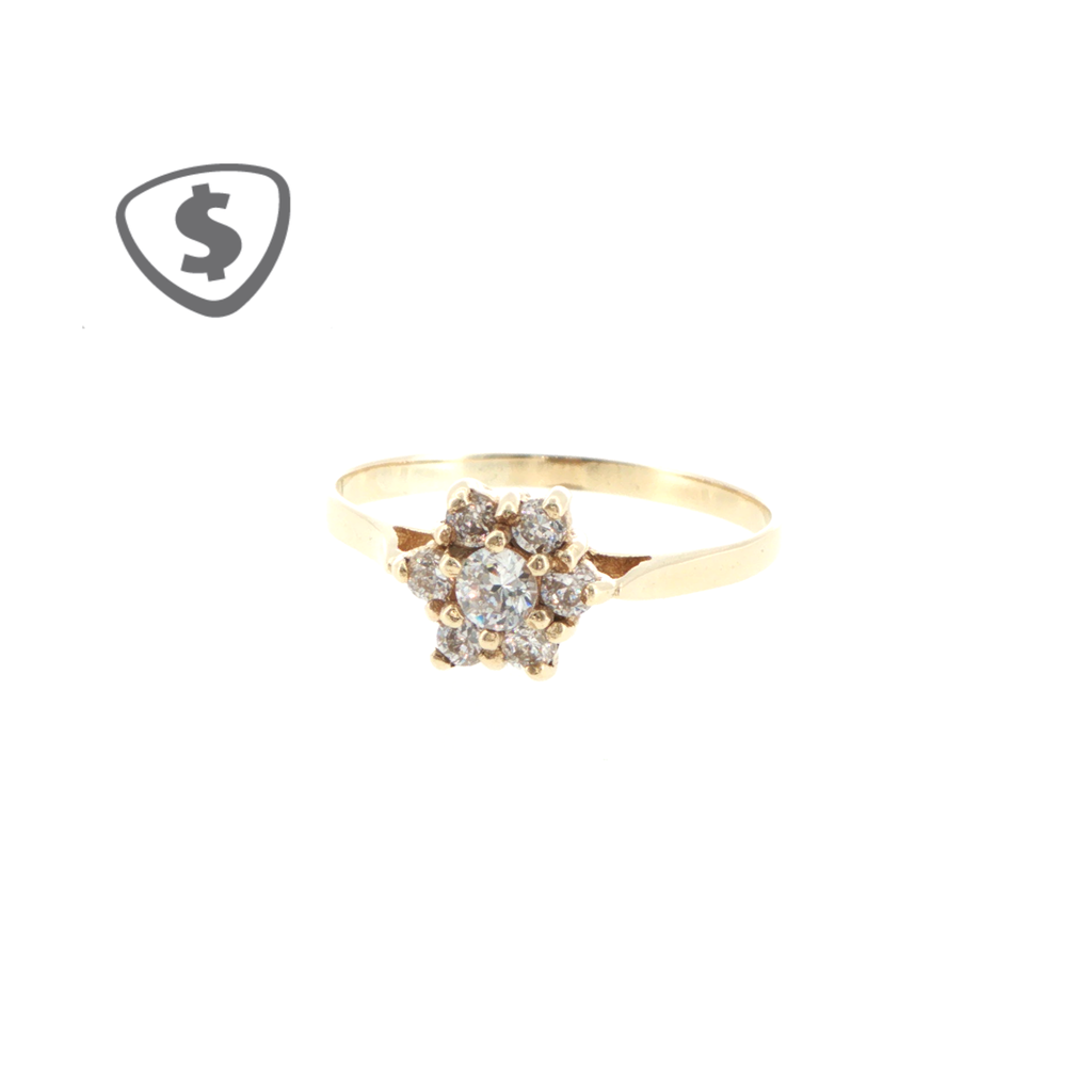 9ct Yellow Gold CZ Floral Cluster Ring