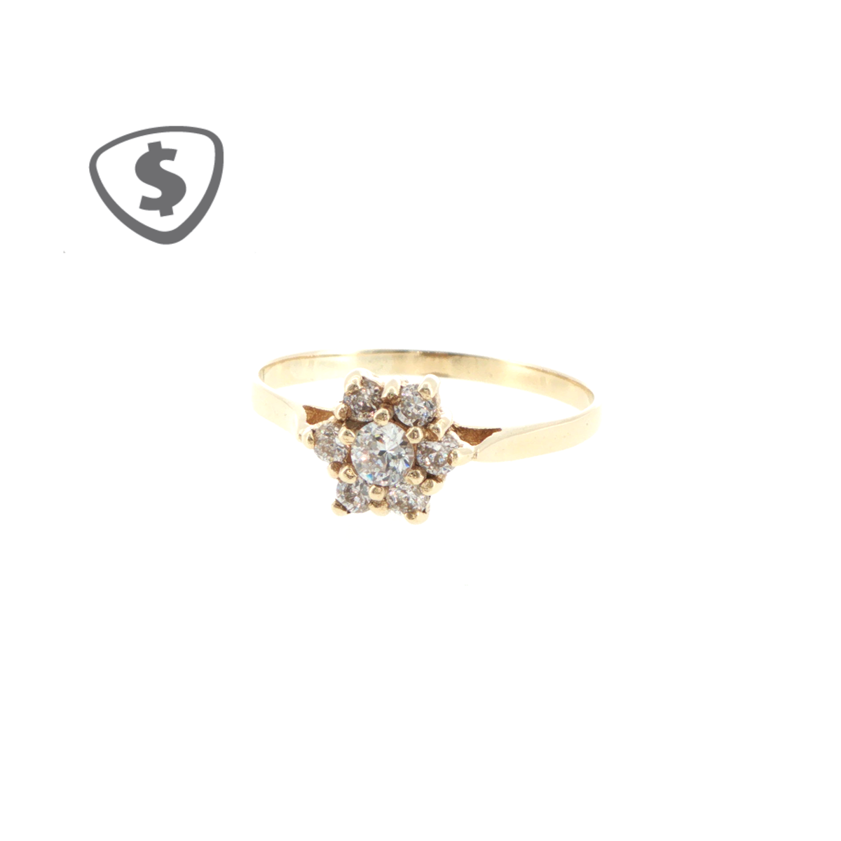 9ct Yellow Gold CZ Floral Cluster Ring