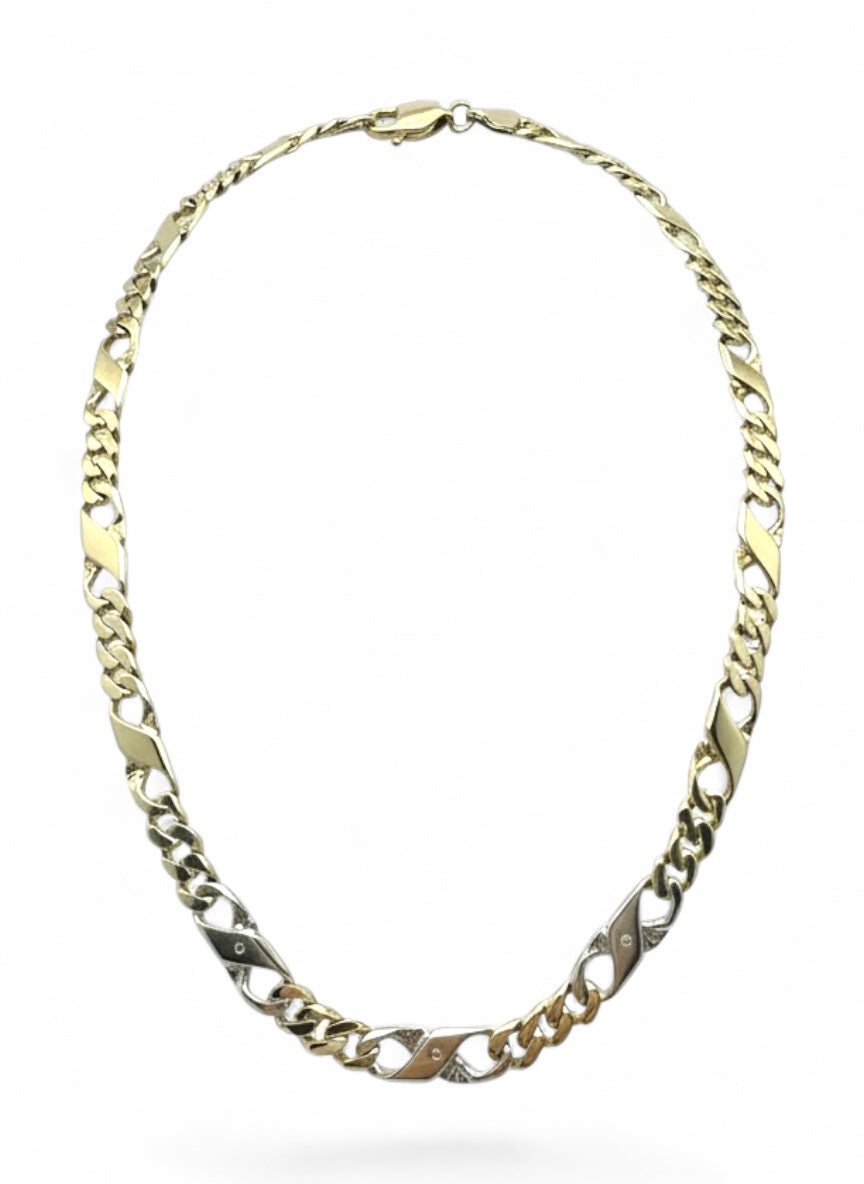 9ct Yellow Gold Chain Necklace with Diamond Infinity Links