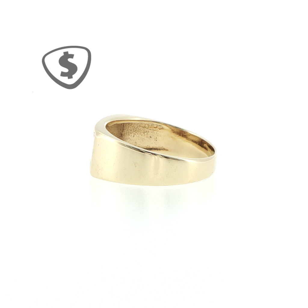9ct Yellow Gold Signet Ring with Grooved Detailing