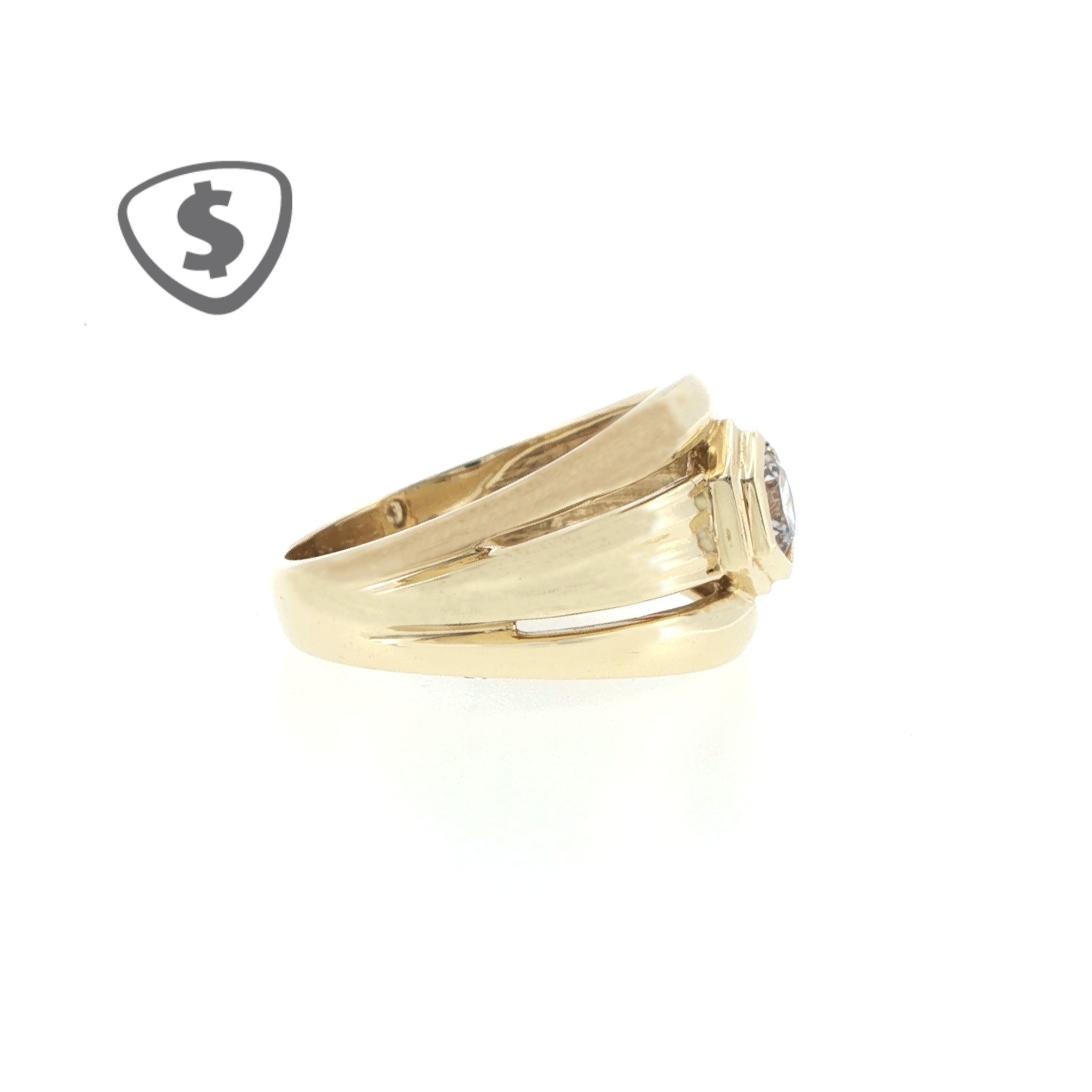 9ct Yellow Gold Split Band Hexagonal Solitaire Ring