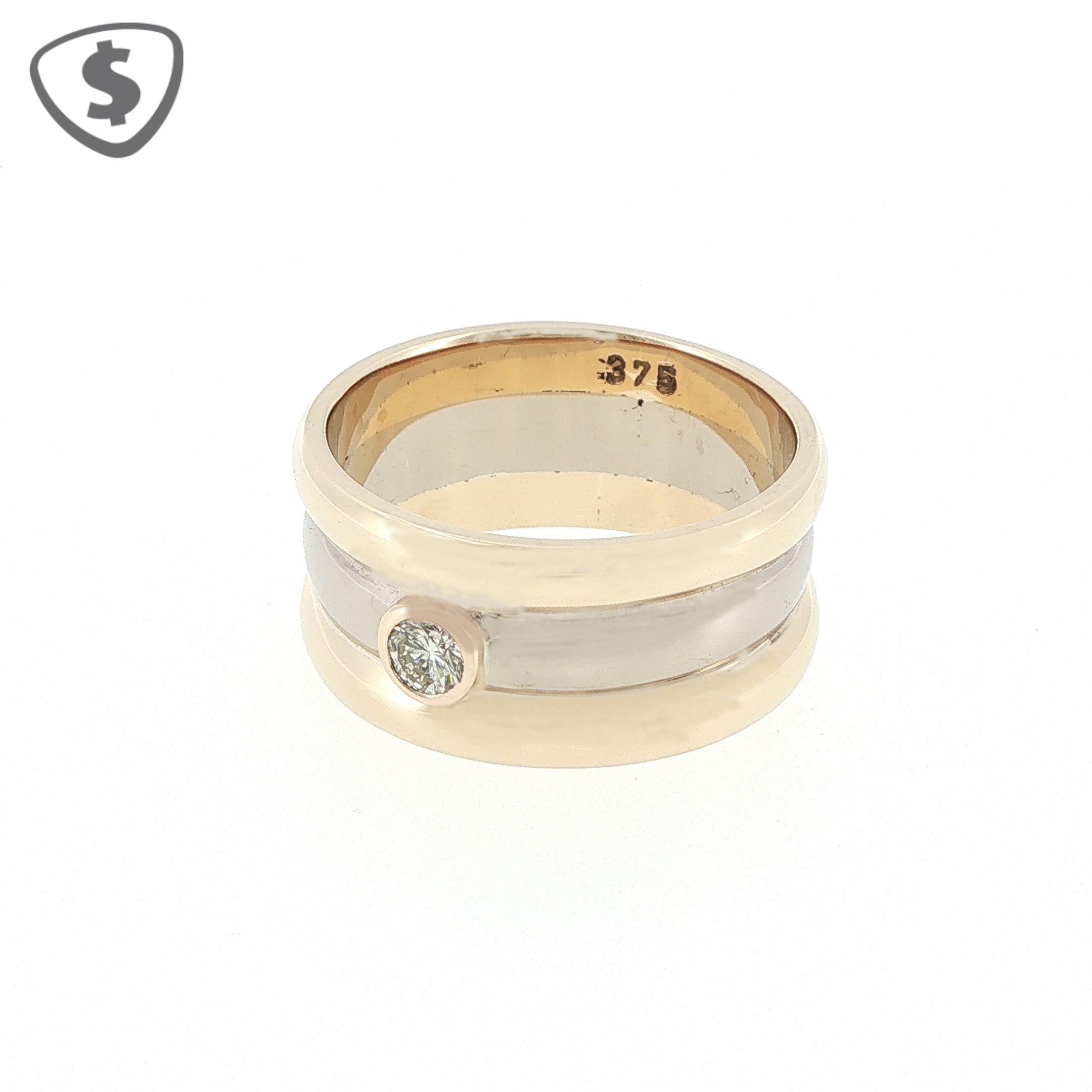 9ct Two-Tone Yellow Gold Diamond Bezel Band Ring