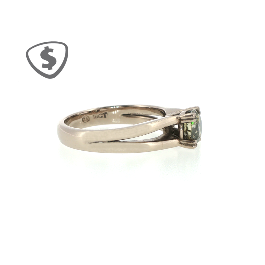 18ct White Gold Fancy Moissanite Solitaire Ring