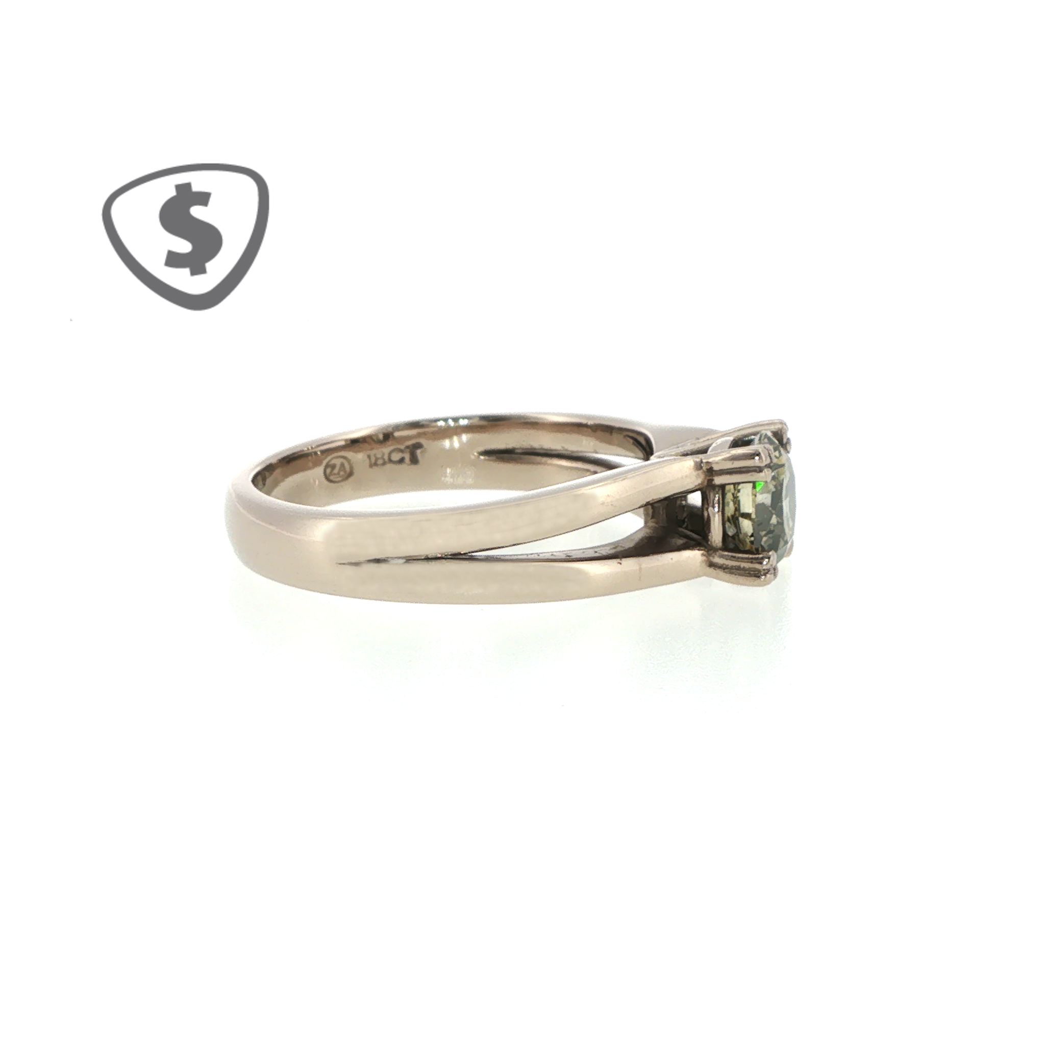 18ct White Gold Fancy Moissanite Solitaire Ring