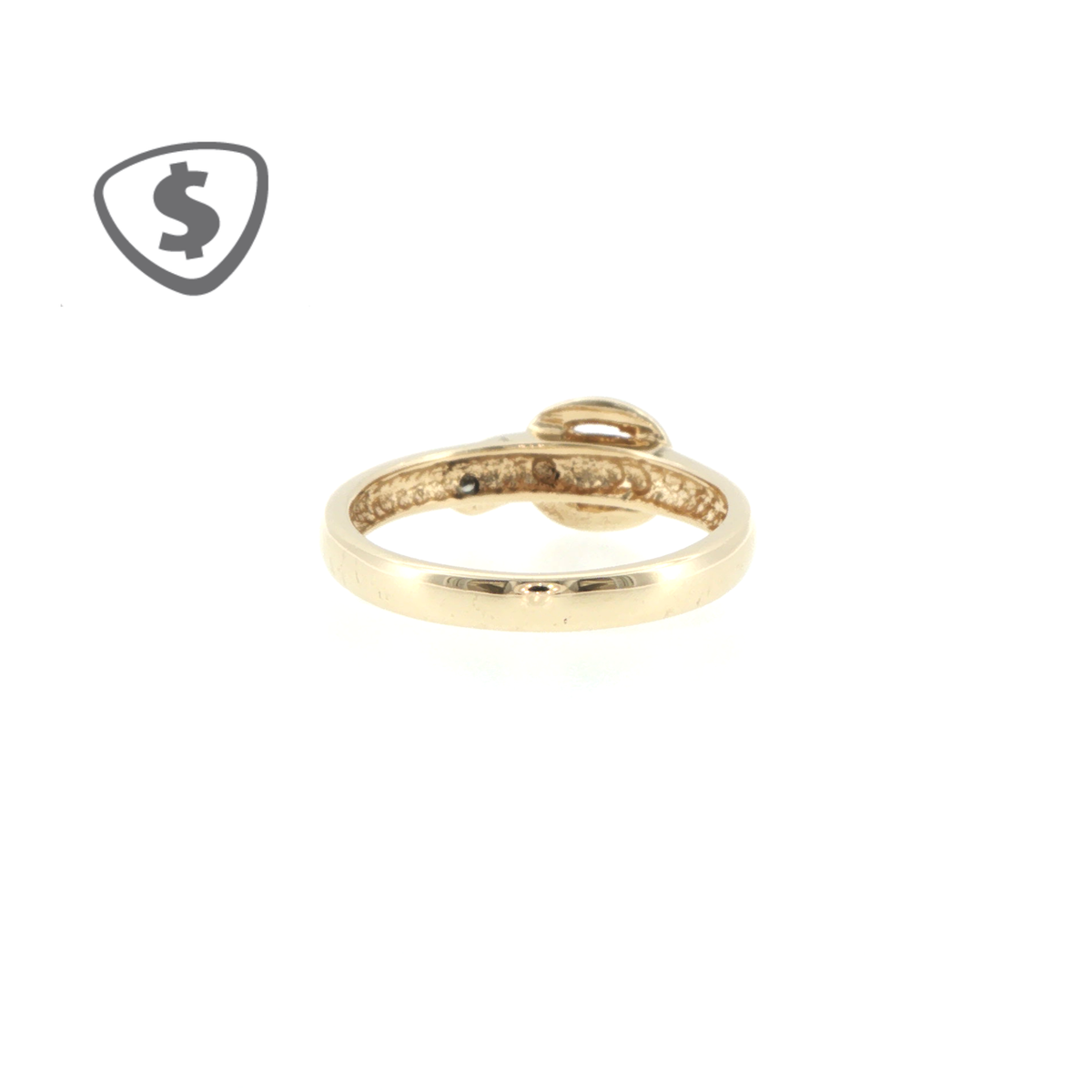 9ct Yellow Gold Diamond Accent Belt Buckle Ring
